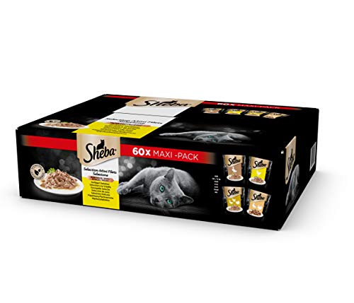 Sheba Auswahl In Sauce, Huhn, Truthahn, Ente Und Geflügel, Komplettes Nassfutter Für Ausgewachsene Katzen, 60 Beutel À 85 G