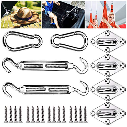 Emooqi Sonnensegel Befestigungs Kit, 24 Pcs Sonnensegel Befestigung Sonnensegel Sonnensegel Befestigung Deckenhaken Hängesessel Edelstahl Montage Aufb