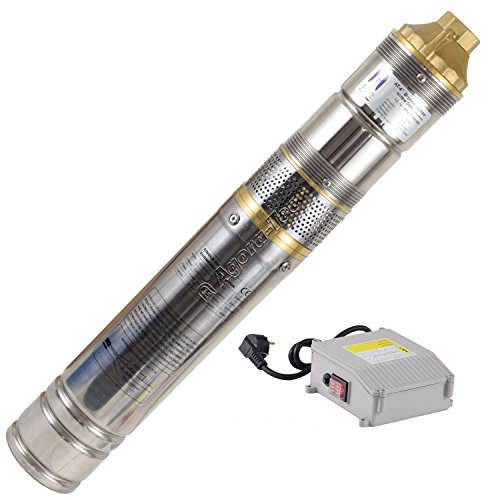 Agora-Tec® At- 4" Brunnenpumpe 500W-Screw 30 M Kabel Sandresistente Tiefbrunnenpumpe Mit Max. 2800L/H Und Max. Druck: 9 Bar (Technologisch Bedingte To