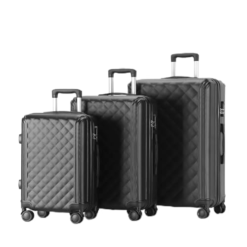 Koffer Set 3-Teilig Trolley Gepäck Schwarz 4 Doppelräder 2119/8826