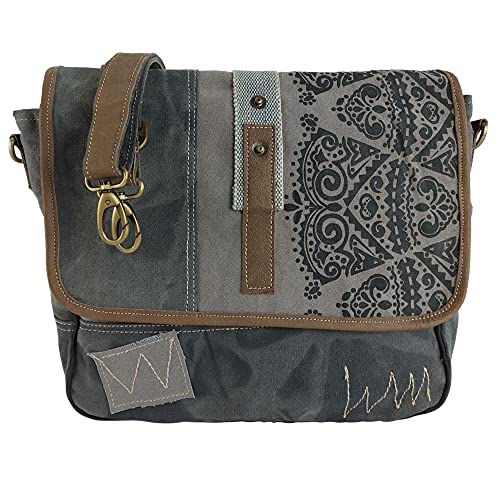 Sunsa Damen Umhängetasche/Messenger Tasche Aus Grauem Canvas. Große Crossbody Bag Geschenkideen Für Frauen/Mädchen, Nachhaltige Produkte 52508