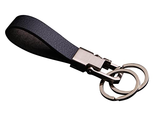 Cerbery - Schlüsselanhänger Aus Leder Mit Ringen Und Geschenkbox - Auto Geschenk Schlüsselband Schlüsselbund Schlüsselhalter Schlüsselring (Silber)
