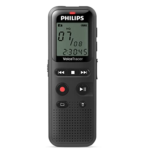 Philips Voicetracer Audiorecorder Dvt1160 - Sprachaktivierungsfunktion, Mono Wav/Adpcm, 8Gb, One-Touch-Betrieb, Usb Pc-Anschluss, Schwarz