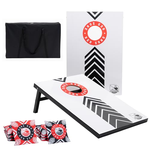 Offizielles Cornhole Set 90X60 - Red Zone - 2 Bretter - 2X4 Taschen (90X60 Mdf Red Zone)