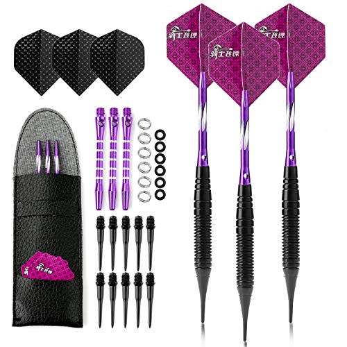 Crazy-M Dartpfeile Soft Dartpfeile 3 Stück 19 G Dartset Turnier Soft Tip Dartpfeile Set, Schwarz Beschichtete Metallfässer Darts (Soft Dartpfeile) Mit