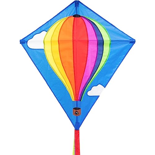 Hq Eddy Hot Air Balloon Kinderdrachen Drachen Flugdrachen Einleiner Drachen Zum Steigen Lassen Wenig Wind Ab 5 Jahre 68X68Cm Und 200Cm Drachenschwanz 