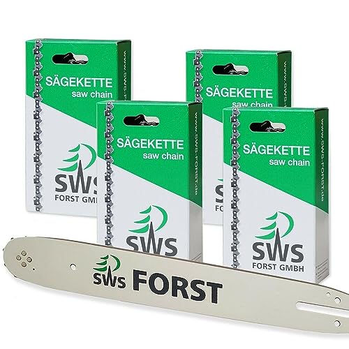 45Cm Sws Forst Gmbh Schwert Set Mit 4 Halbmeißel Sägeketten 3/8 66Tg 1,6Mm Kompatibel Mit Stihl 030 Av