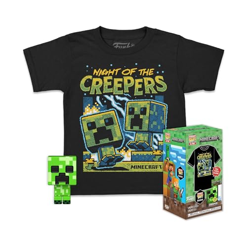 Funko Pocket Pop! & Tee: Minecraft - Blue Creepers - T-Shirt - Kleidung Mit Vinyl-Minifigur Zum Sammeln - Geschenkidee - Spielzeug Und Kurzärmeliges T