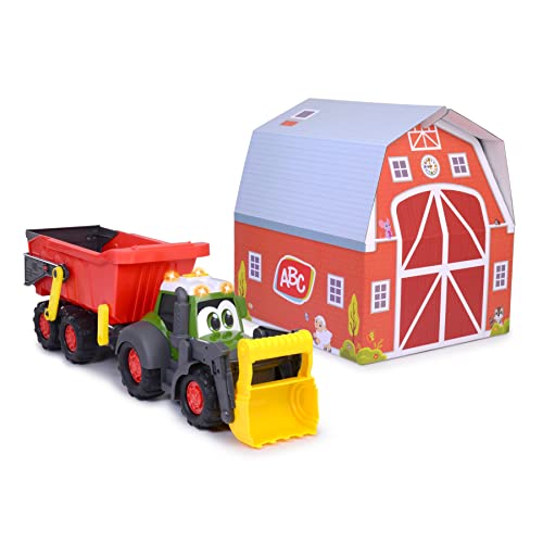 Dickie Toys Abc Traktor - Fahrzeug Für Babys Und Kleinkinder Ab 1 Jahr,Mit Beweglichen Teilen,Licht Sound,Abnehmbarer Anhänger,Bewegliche Schaufel,Spi