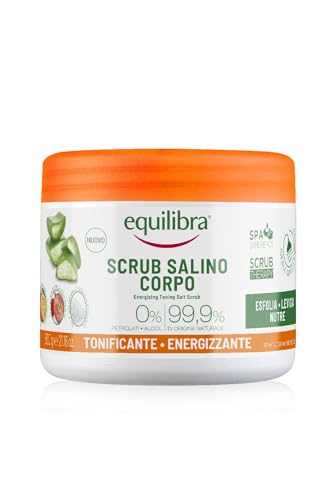 Equilibra Corpo, Scrub Salino Tonificante Energizzante, Scrub Corpo Tonificante Ed Esfoliante, Per Una Pelle Levigata E Nutrita, Con Mix Di Sali Marin