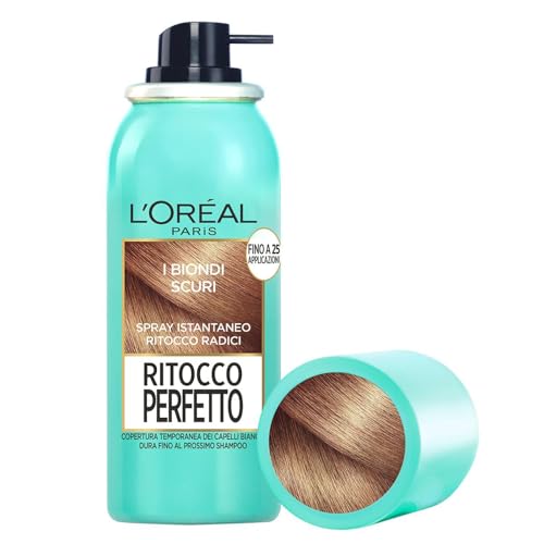 L'Oréal Paris Spray Ritocco Perfetto, Spray Istantaneo Per Radici E Capelli Bianchi, Durata Fino A 1 Shampoo, Colore: Biondo Scuro, 75 Ml