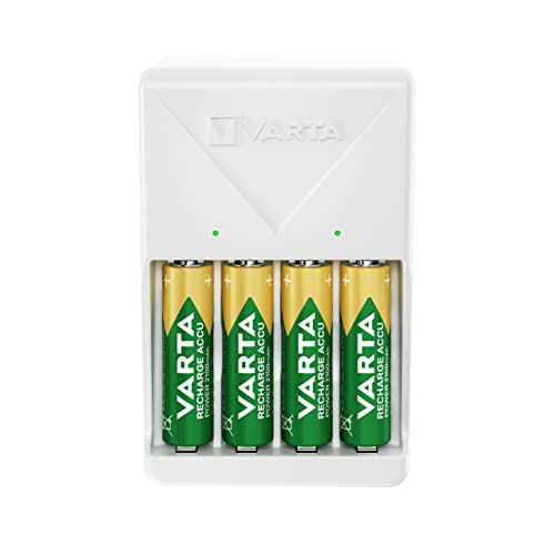 Varta Caricabatterie, Incl. 4X Aa 2100Mah, Caricatore Per Batterie Ricaricabili, Carica 2 O 4 Aa/Aaa Contemporaneamente, Plug Charger