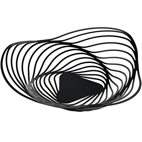 Alessi Trinity Aco01 B, Fruttiera Di Design, In Acciaio Colorato Con Resina Epossidica, Piccolo, Nero