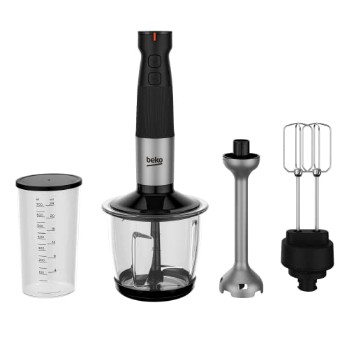 Beko - Hba81762Bx - Set Frullatore Ad Immersione Sirius Line, Bicchiere Graduato 700 Ml, 750 Watt, Con Tritatutto 2 Lame Acciaio Inox, Mixer, Doppia F