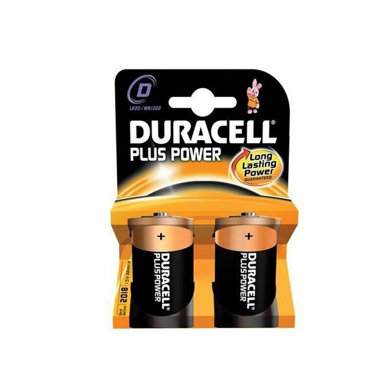 Confezione 2 Pile DURACELL Plus (MN1300) D Torcia