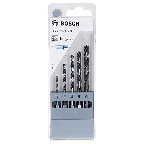 Bosch Accessories 5-Tlg. Pointteq Sechskantbohrer-Set (Für Metall, Ø: 2-6 Mm, Arbeitslänge: 24-57 Mm, Gesamtlänge: 60-98 Mm, ¼"-Sechskantschaft, Zubeh