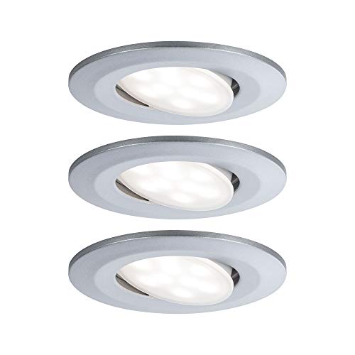 Paulmann 99929 Led Einbauleuchte Calla Rund 3Er Set 3X6W Ip65 Neutralweiße Einbaustrahler Chrom Matt Schwenkbar Spots Kunststoff Einbaulampe 4000K