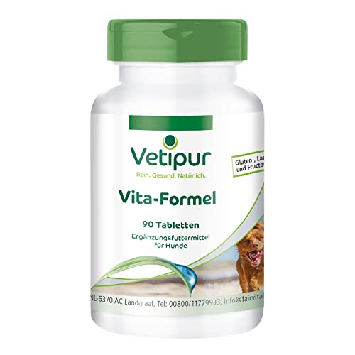 Vetipur Vita-Formel Mit 8 Kräutern, Futterergänzung Für Hunde, 90 Tabletten, Mit Ginseng, Ingwer, Teufelskralle Und Mehr
