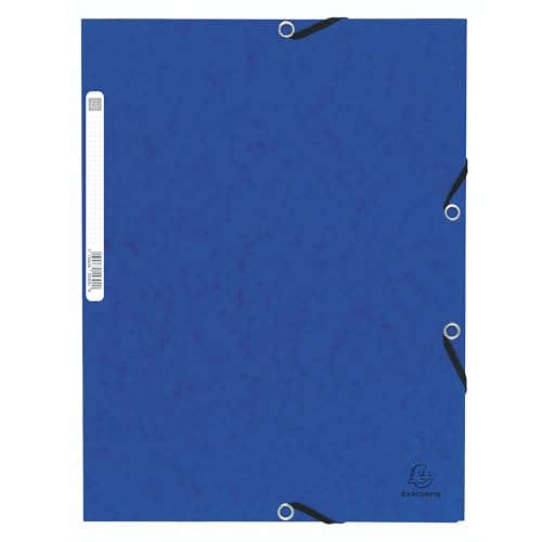 Exacompta 55302E Packung (Mit 10 Sammelmappen, Mit Rückenetikette, 355 G, 3 Klappen, Gummizug, Din A4, 21 X 29,7 Cm) 10 Stück Blau