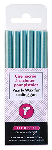 J.Herbin 35911T - Packung Mit 6 Wachsstangen Für Pistole, Ideal Für Bastelprojekte Und Scrapbooking, Weich, 1 Pack, Azurblau