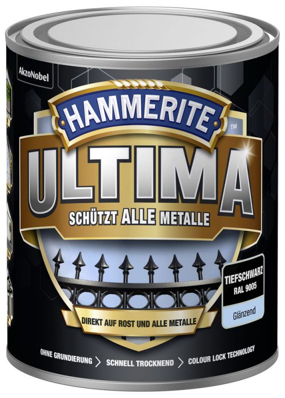 Hammerite Metallschutz-Lack Ultima Tiefschwarz Glaenzend 750Ml - 5379724