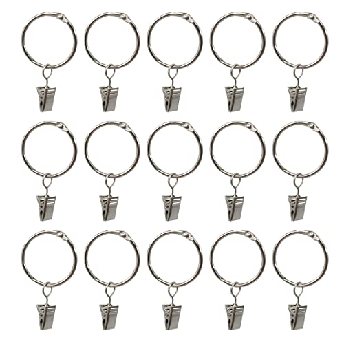 Gardinenringe 40 Stück Vorhangringe Mit Clips,40 Mm Diameter Ringe Duschvorhang Stainless Hanging Ring Clip Metal Curtain Clip Rod Curtain Rings With 