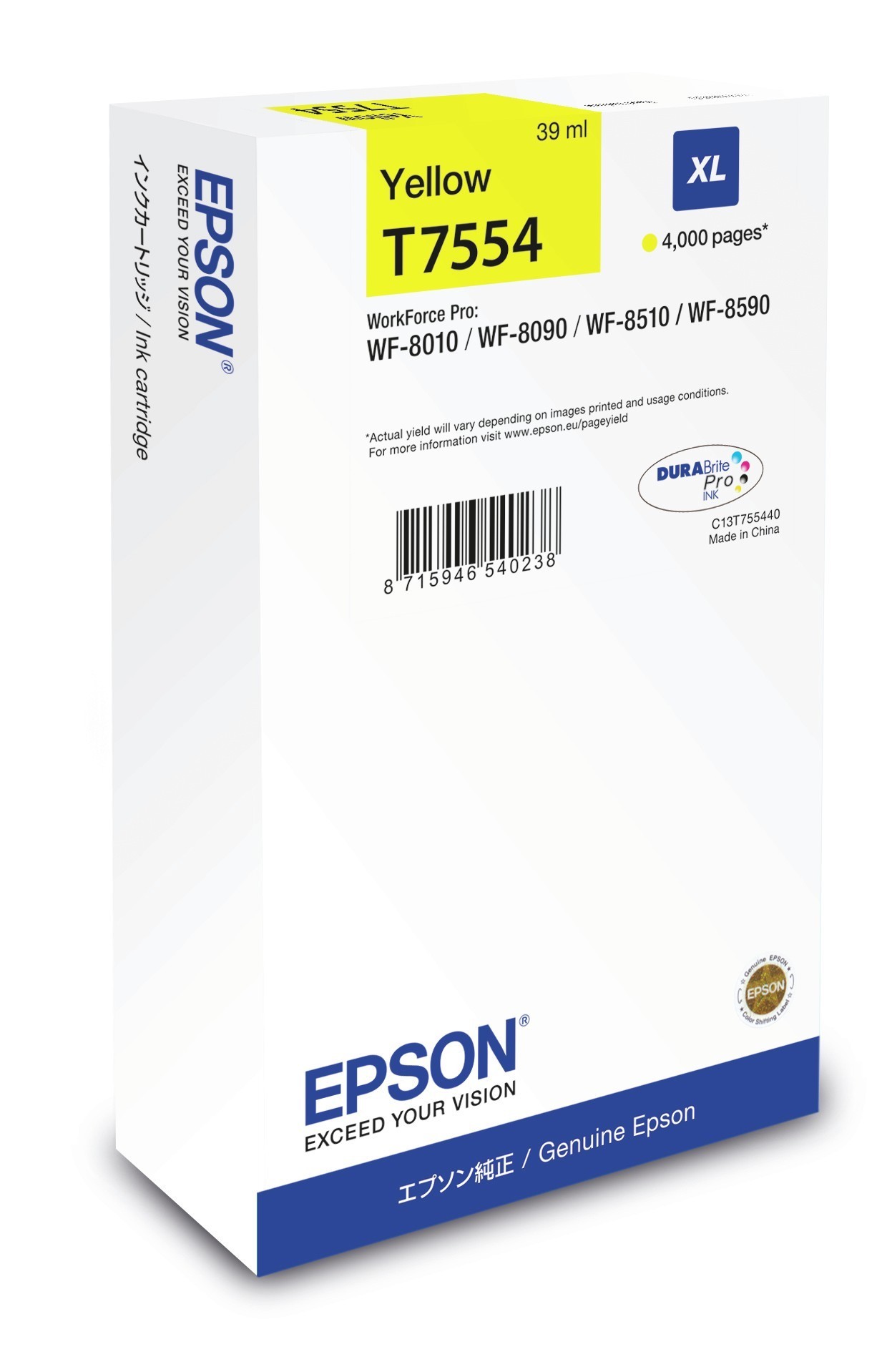 Original Epson C13T755440 / T7554 Druckerpatrone Gelb