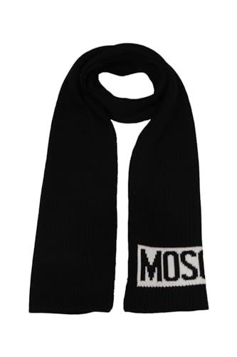 Moschino Sciarpa In Maglia Bianco Con Ricamo Logo Bianco E Nero Dimensioni: 30 X 180 Cm Tu Nero 016