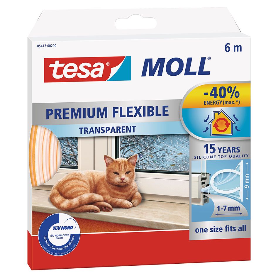 tesamoll Fensterdichtung / Türdichtung Premium Flexible Silikondichtung