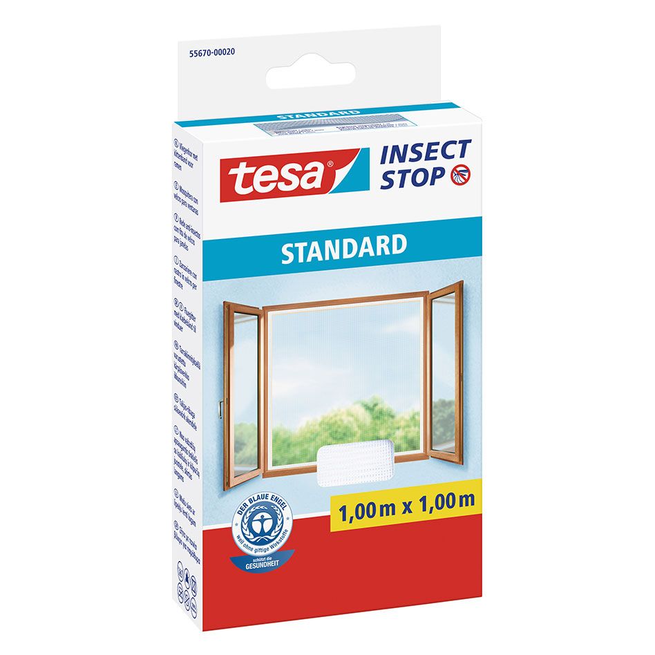 Tesa Fliegengitter Fenster Insect Stop Standard Insektenschutz, 130x150 cm, Weiß