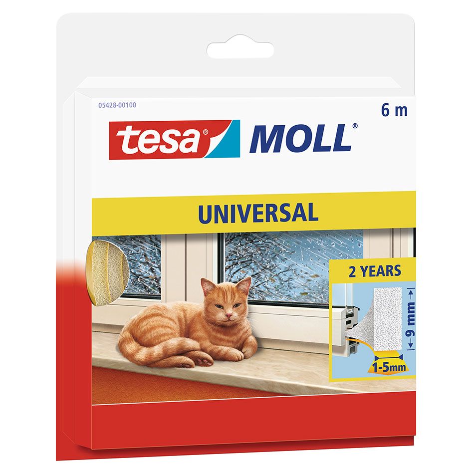 tesamoll Fensterdichtung / Türdichtung Universal Schaumstoffdichtung, 6x9 mm