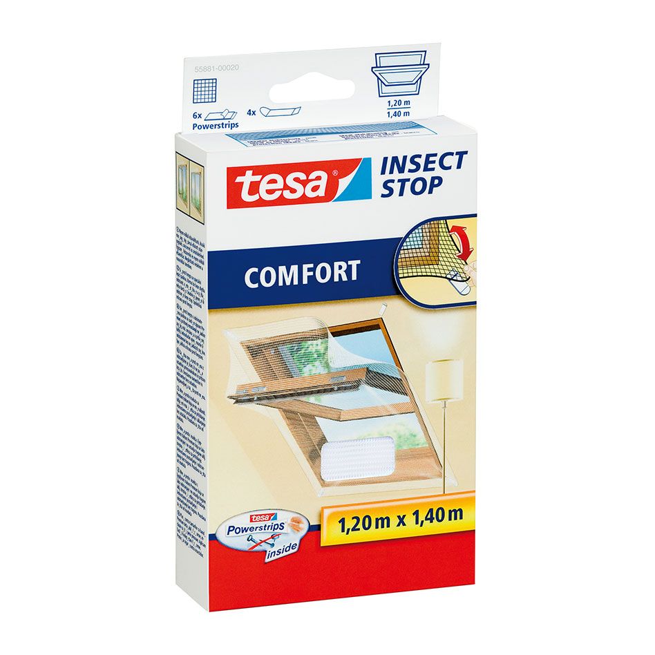 Tesa Fliegengitter Dachfenster Insect Stop Comfort Insektenschutz, Weiß