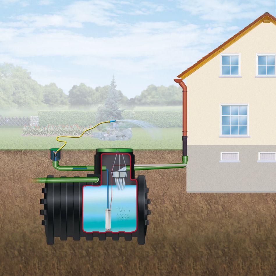 4rain Mono Garten-Comfort Gartenanlage Zisterne Regenwassertank, 5000 L