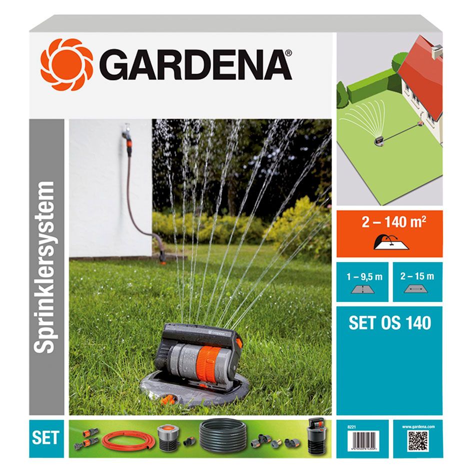 Gardena Sprinklersystem OS 140 Set mit Versenk-Viereckregner