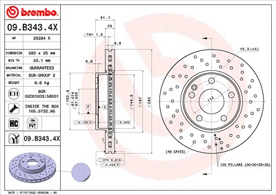 Brembo Bremsscheibe [Hersteller-Nr. 09.B343.4X] für Mercedes-Benz