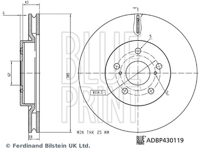 Blue Print Bremsscheibe [Hersteller-Nr. ADBP430119] für Toyota