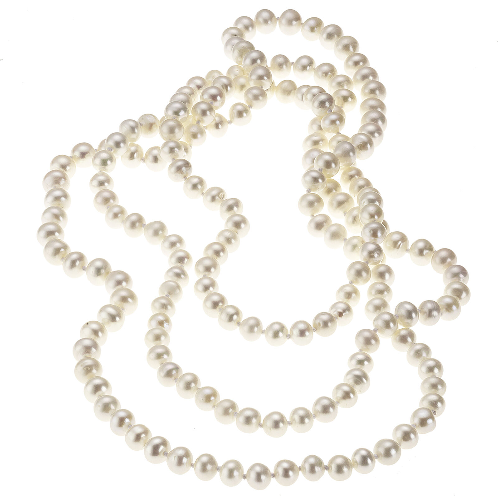 Zeeme Pearls Perl Halskette Collier Süßwasserzuchtperle weiß 120cm lang