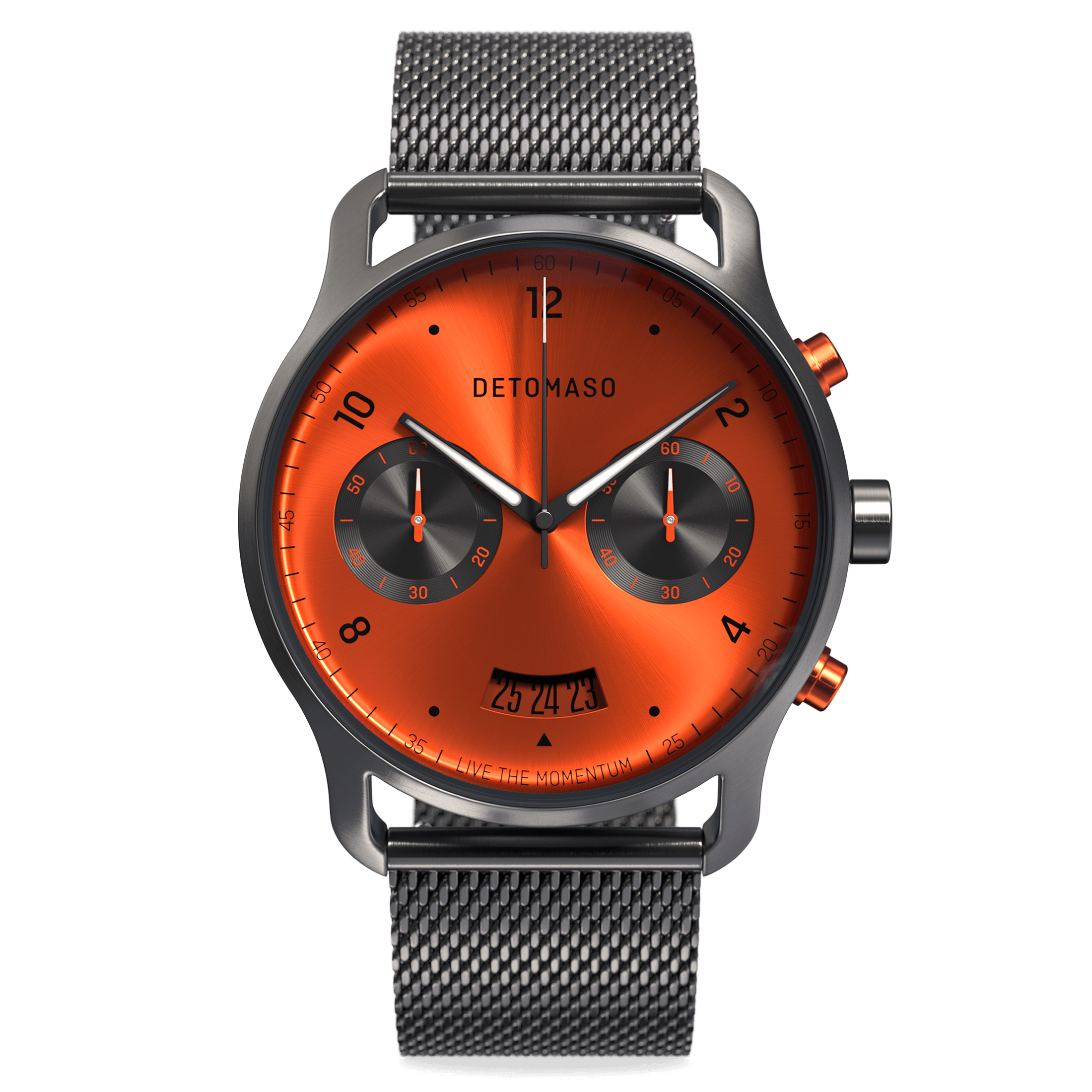 DETOMASO SORPASSO Herren Chronograph Grau Edelstahl Mesh Milanese Grau Neu