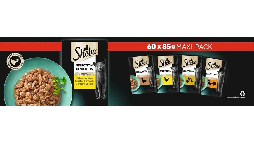 Sheba Selection Mini Fillets Geflügel Variation in Sauce Multipack Katzenfutter