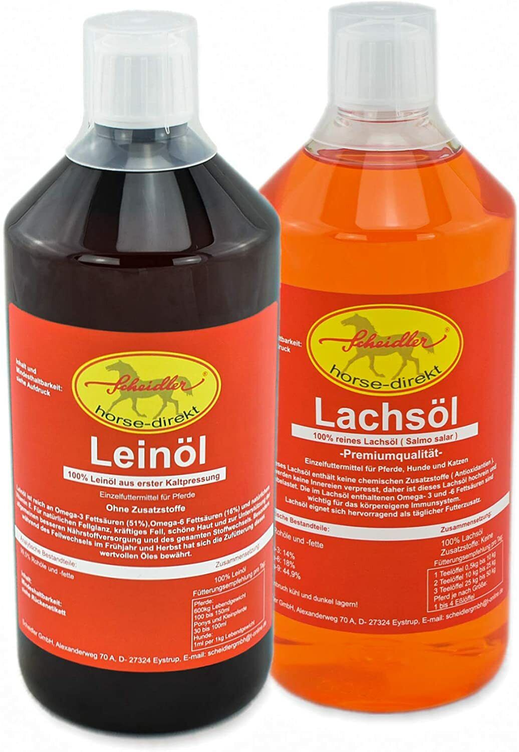Horse-Direkt Premium Lachsöl & Leinöl je 1 Liter Für Hunde & Katzen