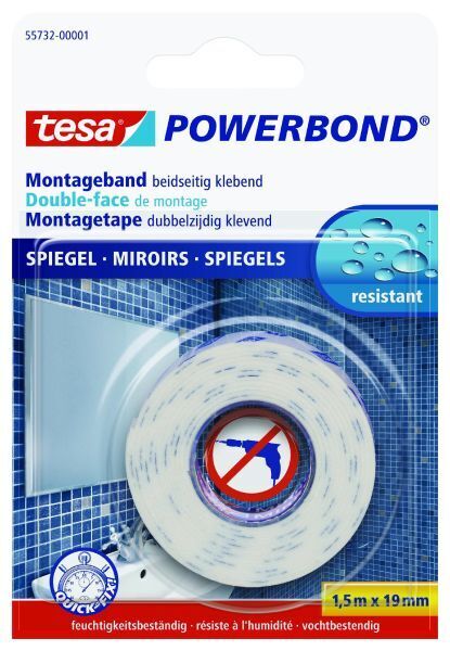 tesa doppelseitiges Montageband Spiegel 1,5 m x 19 mm