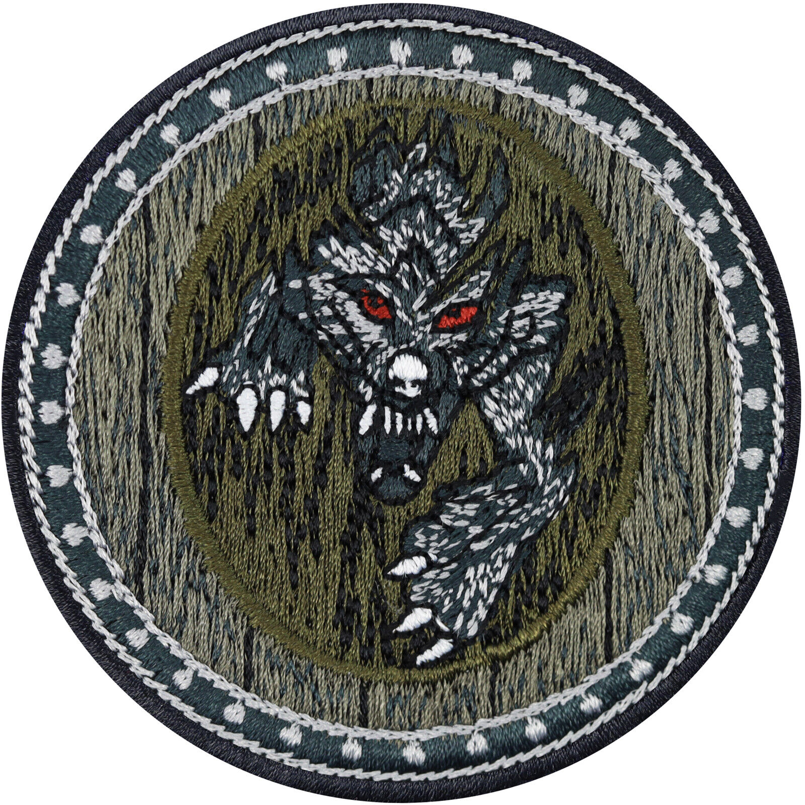 Aufnäher KRIEGERSCHILD MIT WOLF Applikation Aufbügler Wikinger Patch 70x70mm