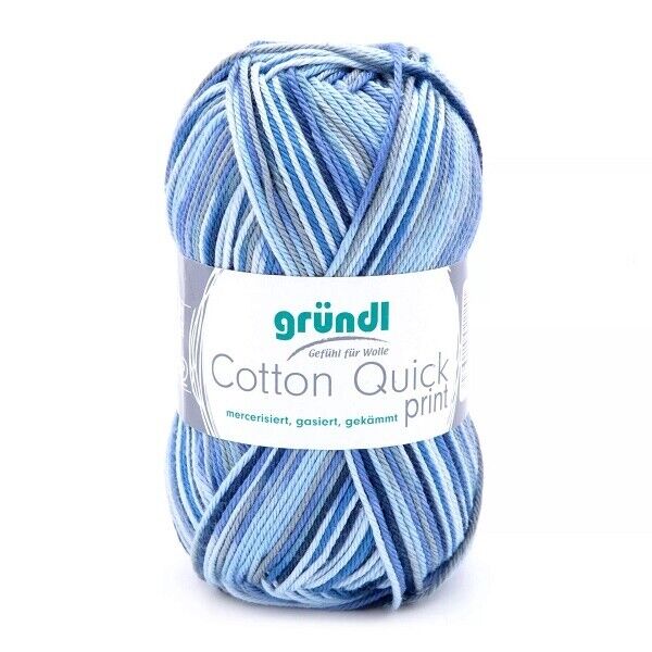 GRÜNDL WOLLE COTTON QUICK PRINT 50G BEIGE BLAU MARINE GRAU MIX 100G/5,98 EUR NEU