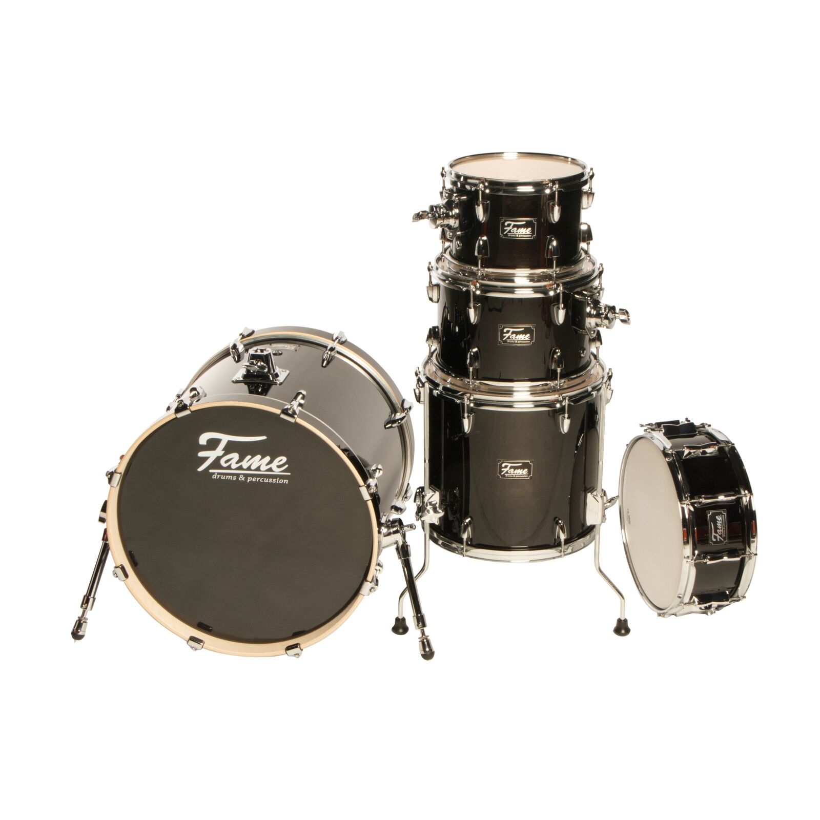 Stage Series Studio Shell Set 22" BassDrum Birkenholz Satin Black inkl.
