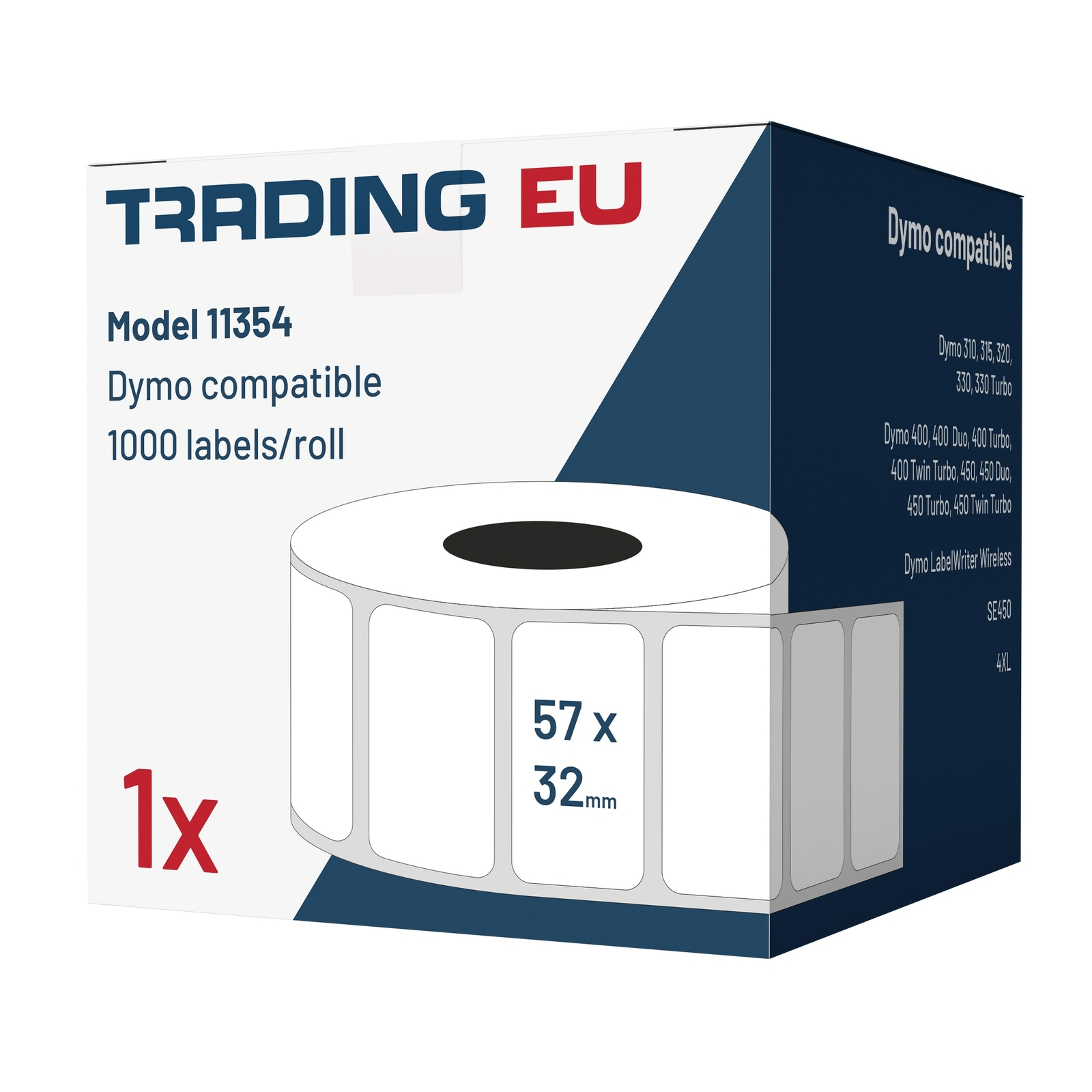 1x Label kompatibel Dymo 11354  57 x 32 mm 1000 Etiketten pro Rolle