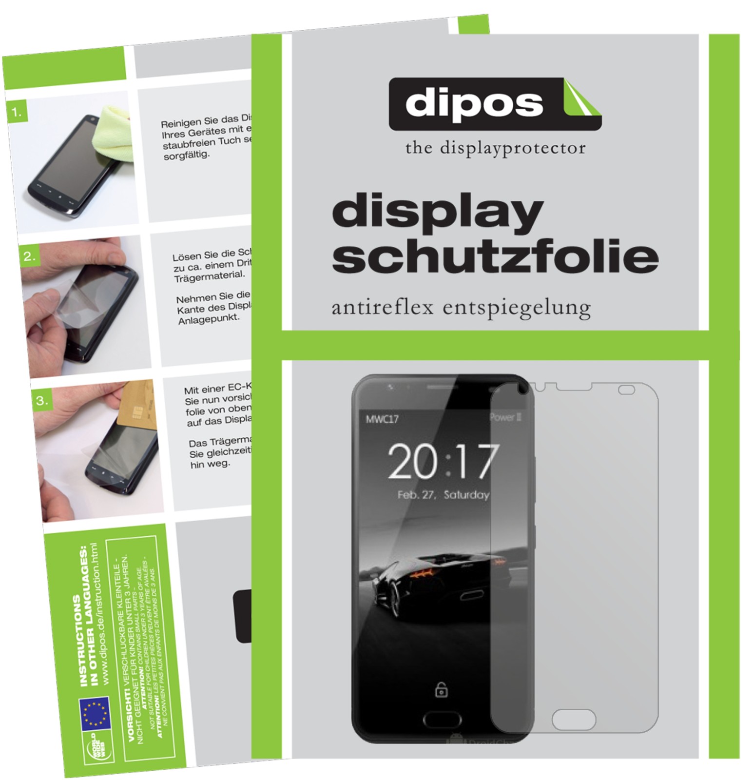 2x Schutzfolie für Ulefone Power 2 matt Displayschutzfolie Folie Displayfolie