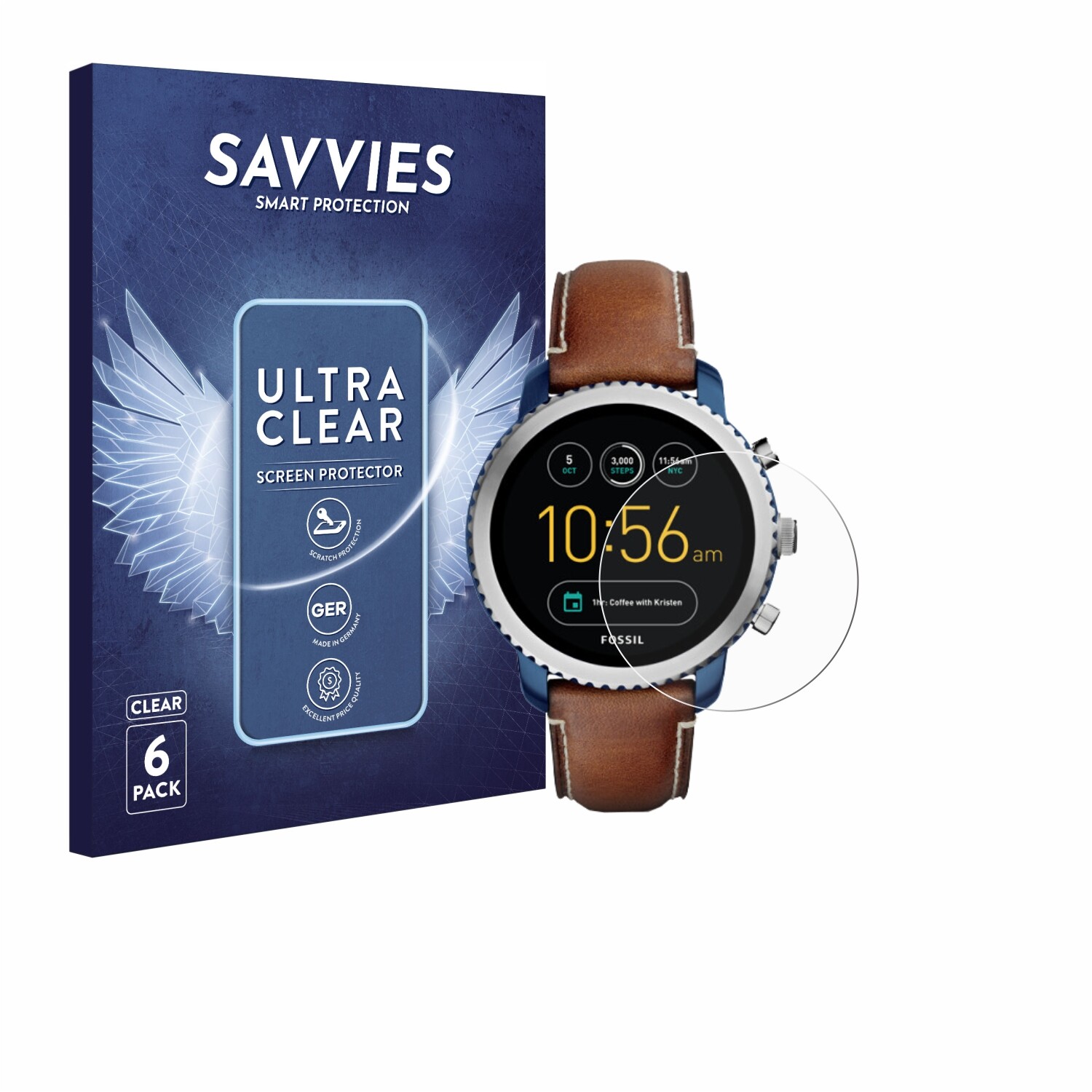 6x Folie für Fossil Q Explorist (3.Gen) Schutzfolie Displayschutz Display Klar