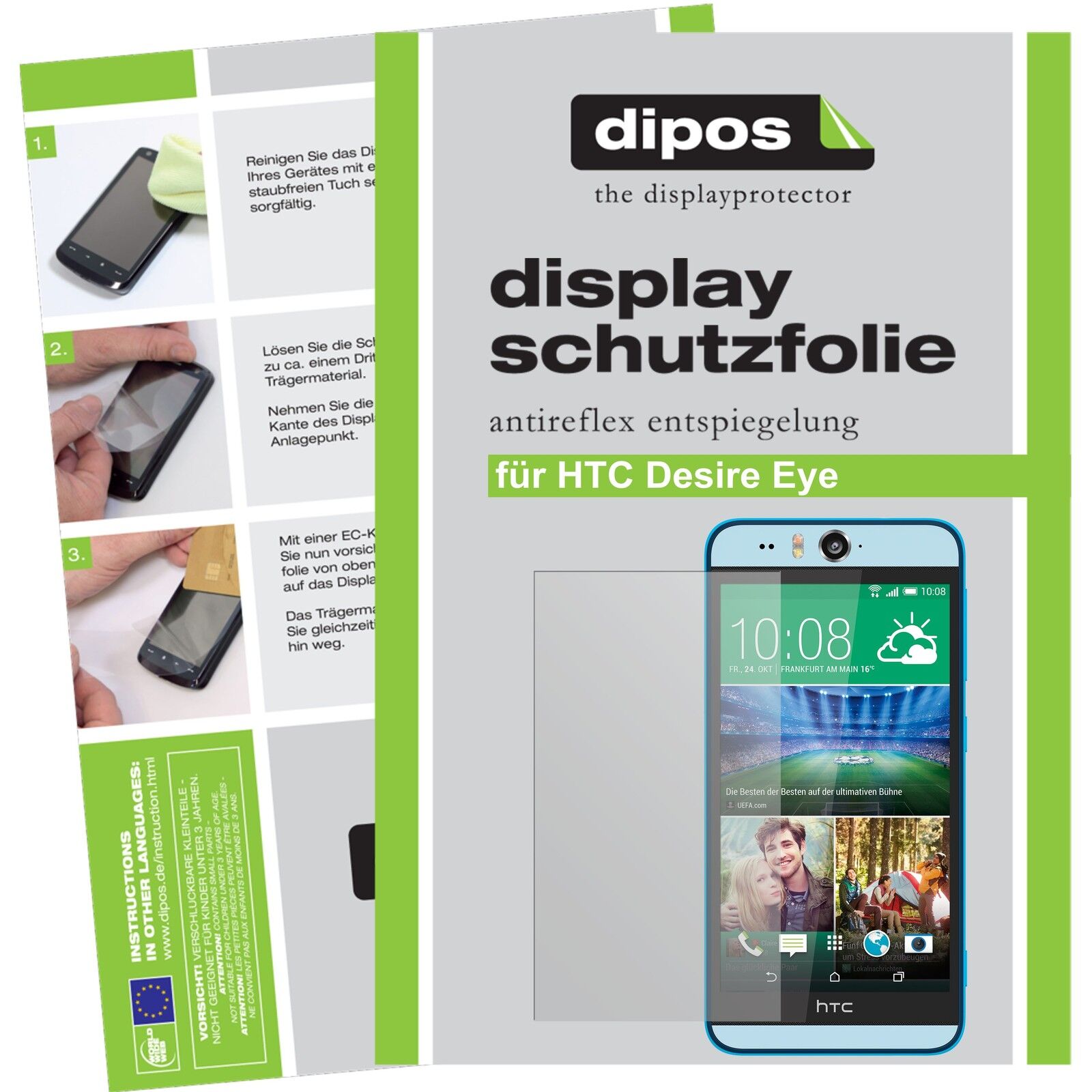 2x Schutzfolie für dipos HTC Desire Eye matte Displayschutzfolie passgenau