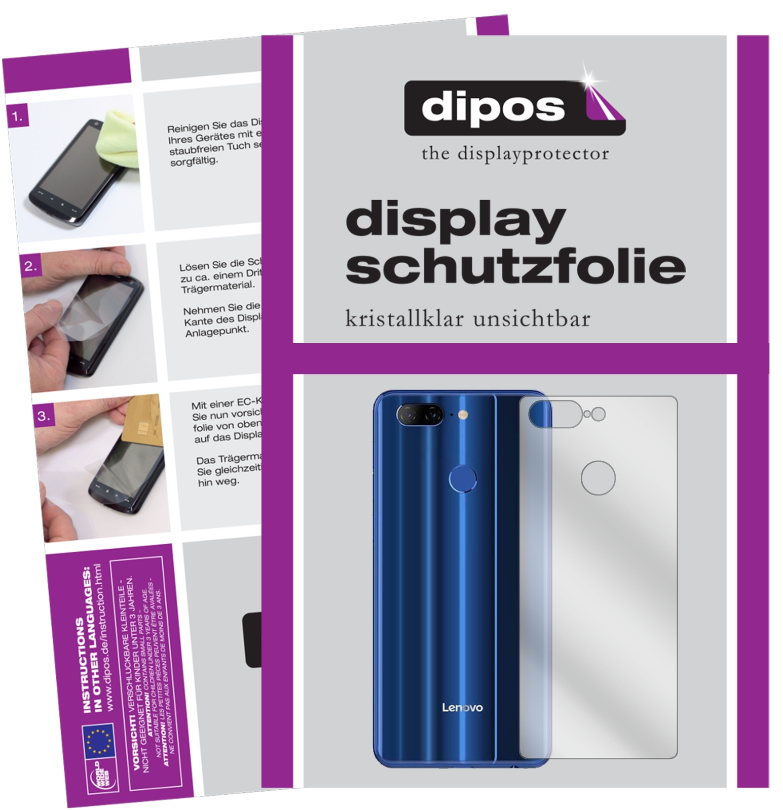 6x Schutzfolie für Lenovo K9 Rückseite klar Displayschutzfolie Display Schutz