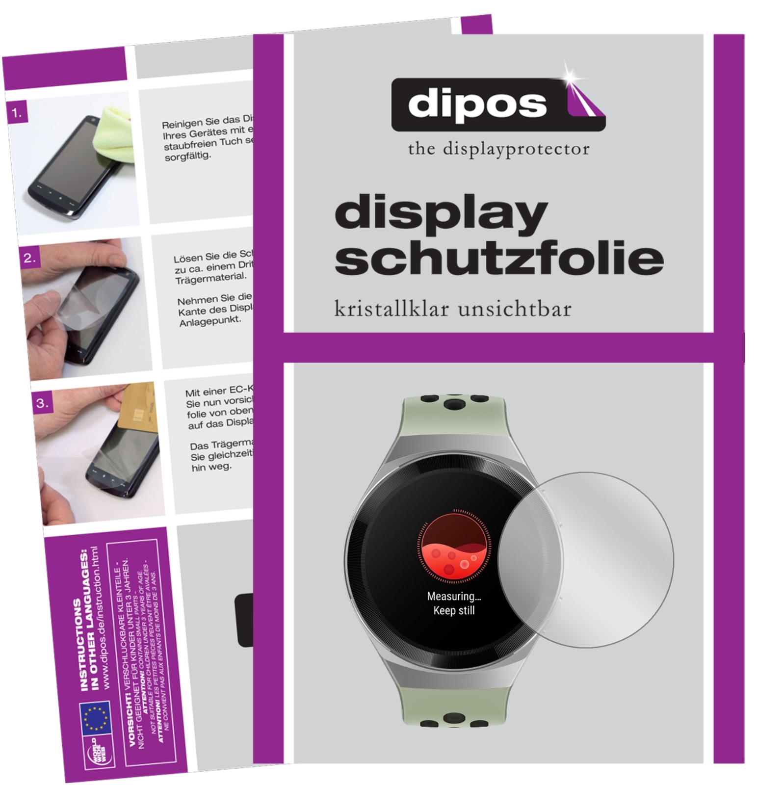 5x Schutzfolie für Huawei Watch GT 2e Display Folie klar Displayschutzfolie